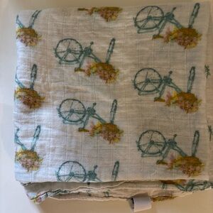 MILKBARN 47in x 47in bicycle & flowers Bamboo Muslin Swaddle Blanket